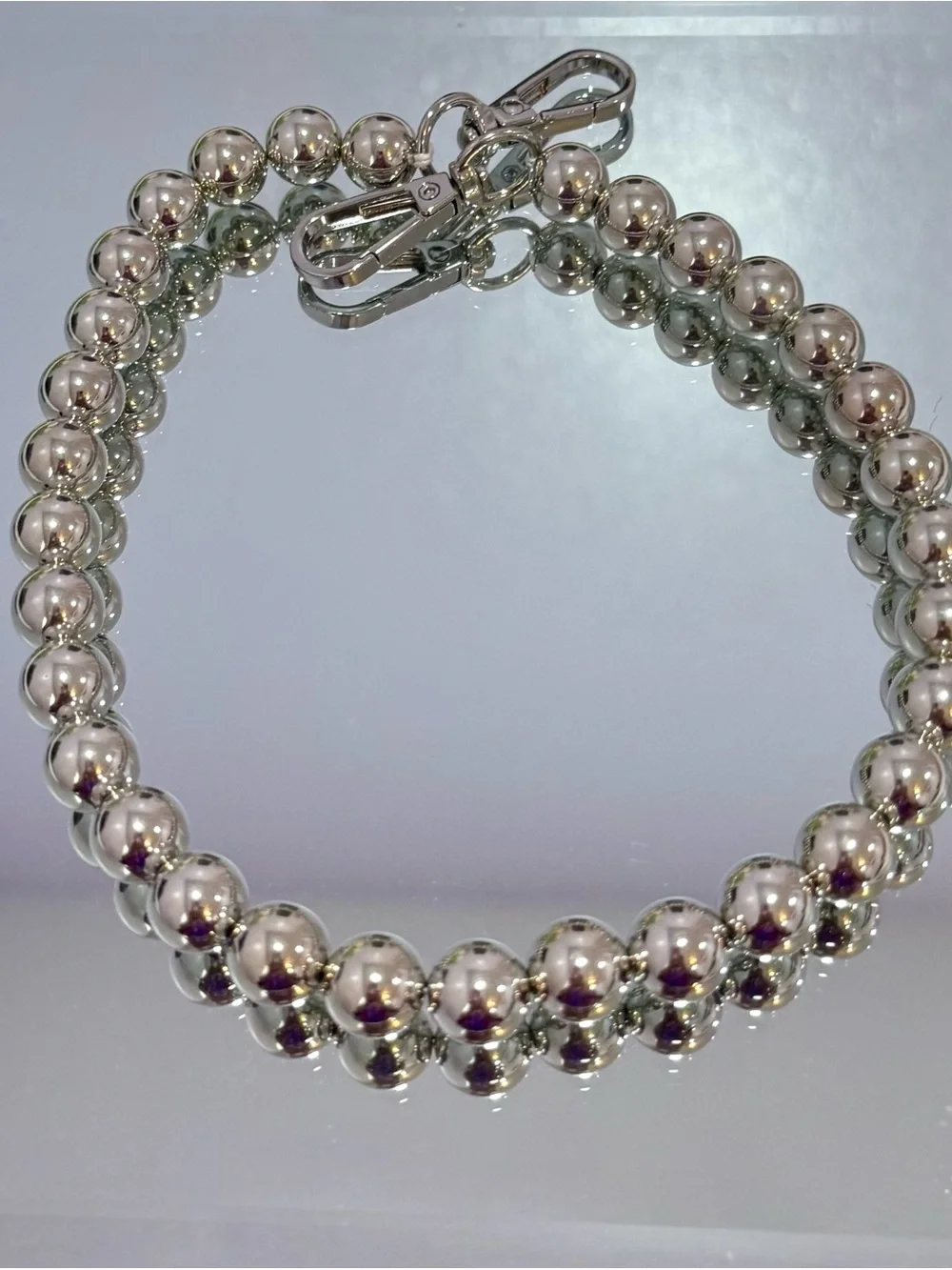 New Slim Silver Bead Bag Chain 18 inches